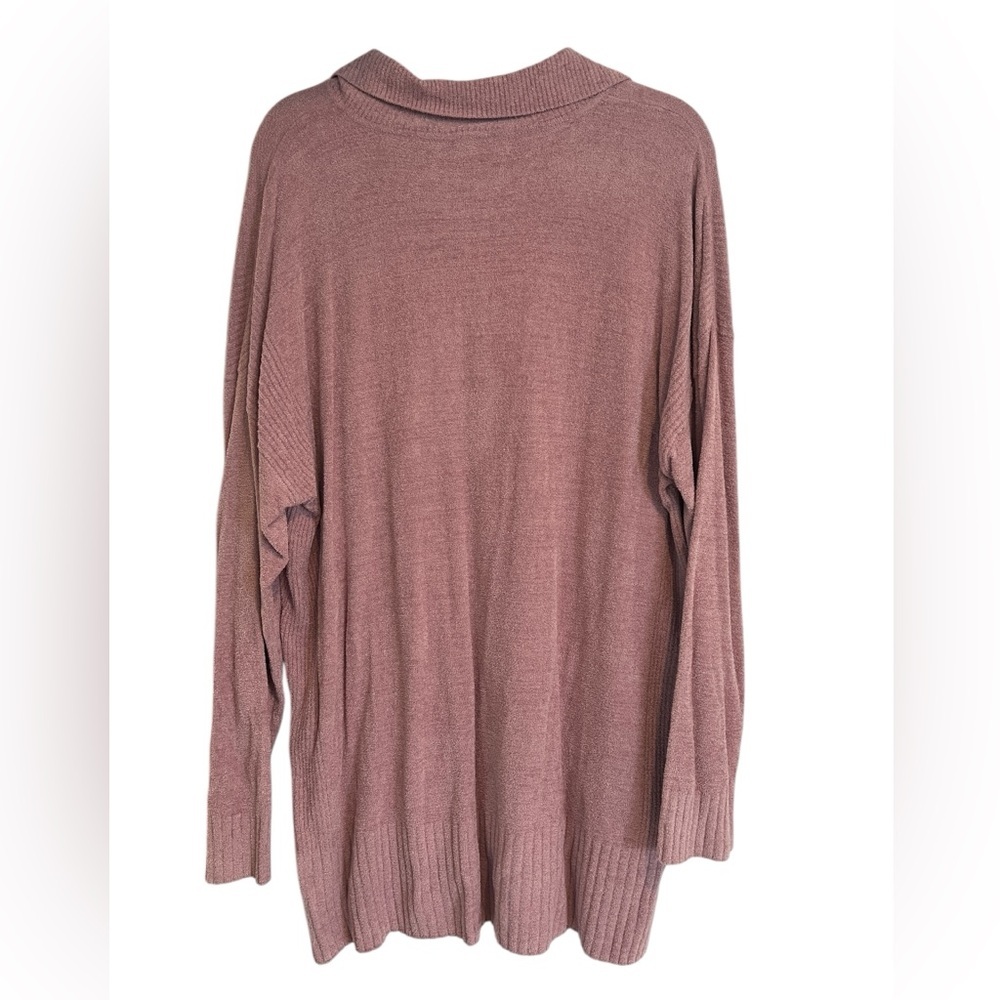 Barefoot Dreams CozyChic Ultra Lite Mauve V-Neck Tunic Sweater- Size 1X - Picture 2 of 8